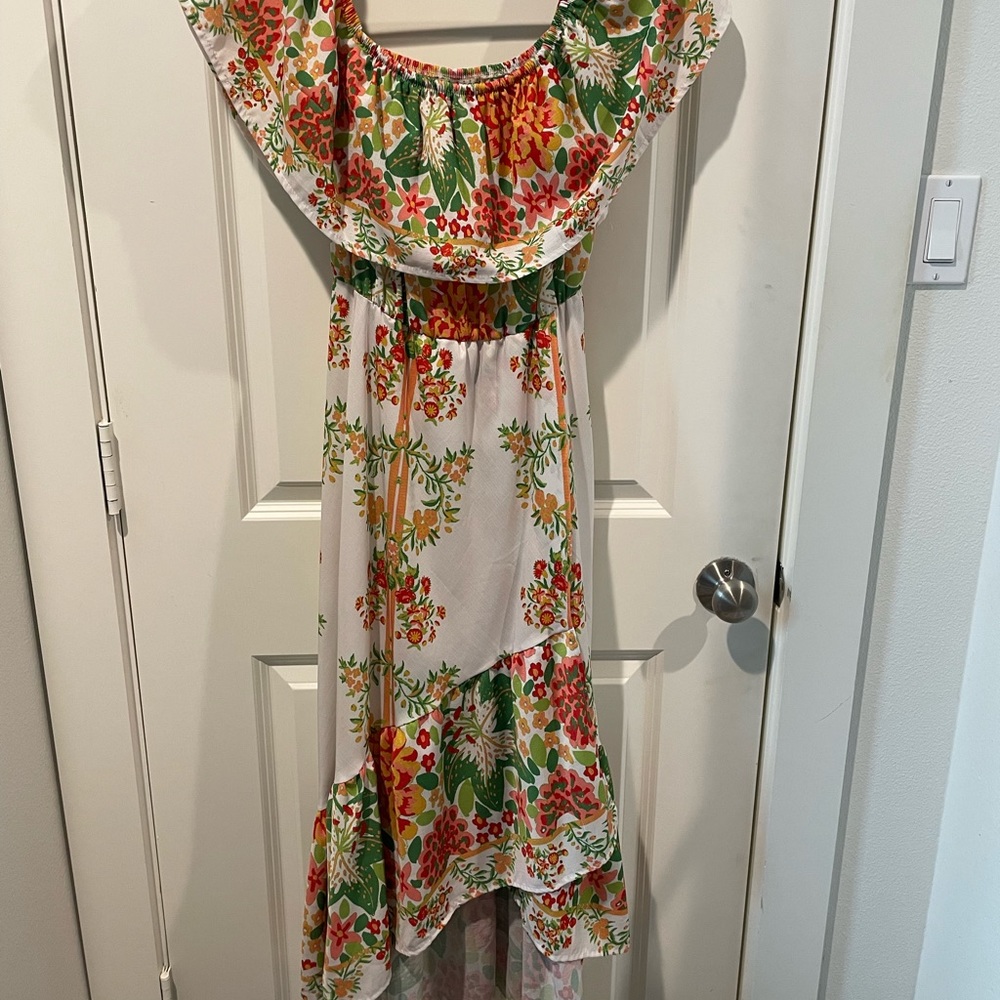 Flying Tomato high low off the shoulder dress